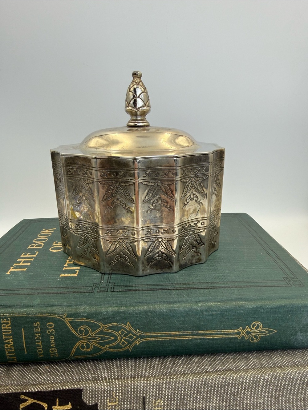 Vintage Godinger Silver Plate Trinket Box: Ornate Octagonal Jewelry Keepsake